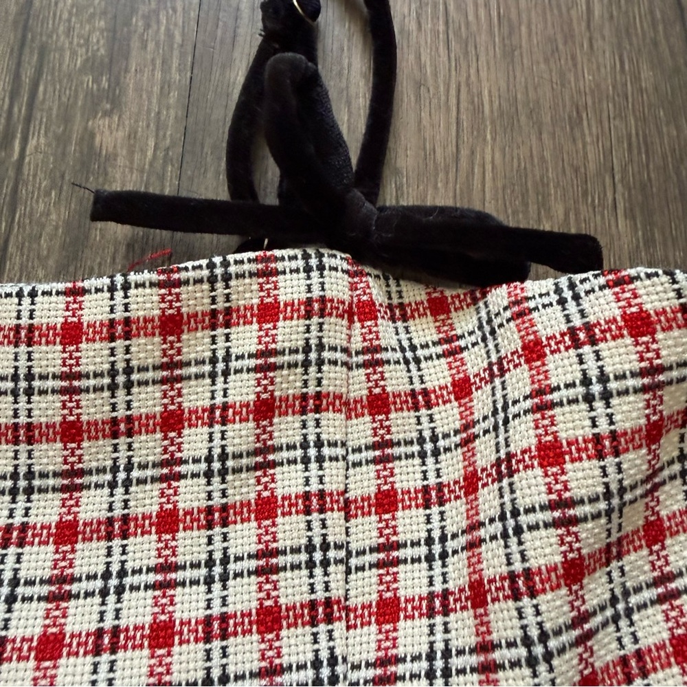 Pretty Garbage Peplum Red Plaid Sleeveless Top Black Straps Lined Side Zipper M - Picture 9 of 13